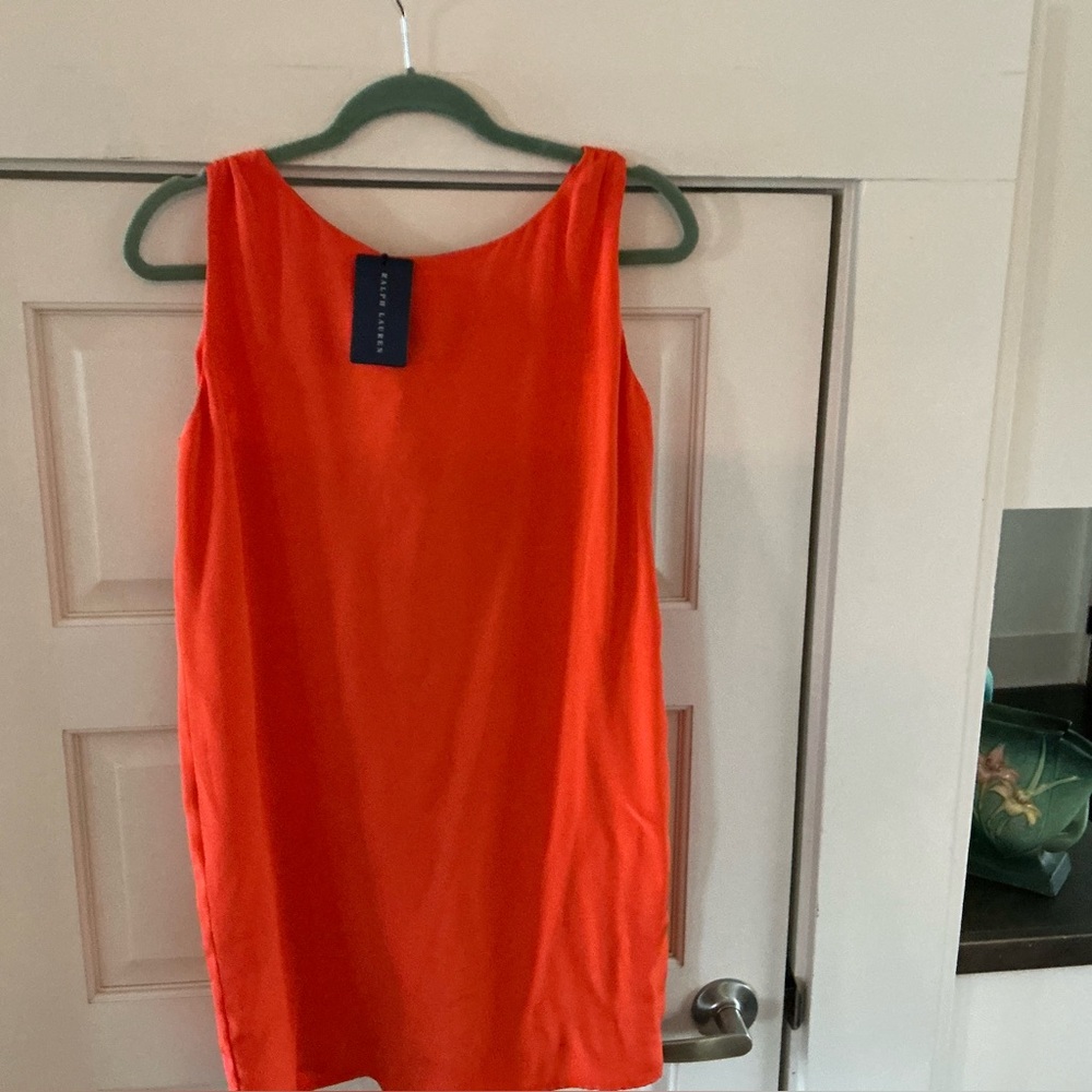 Ralph Lauren Blue Label Orange Silk Shift Dress Sz 10 NWT